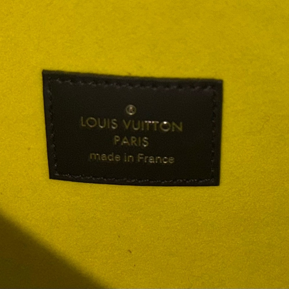 Louis Vuitton Graphite large pouch with yellow/green interior. 7.5”L/5.5”W. - Picture 3 of 5